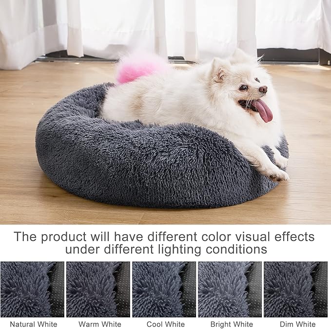 MIXJOY Orthopedic Dog Bed Comfortable Donut Cuddler Round Pet Beds Ultra Soft Washable Dog and Cat Cushion Bed (20''/23''/30'') (30'', Grey-Blue)