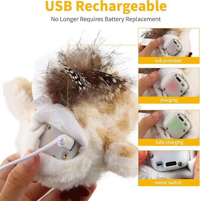 Gigwi Interactive Cat Toys for Indoor Cats, Flapping and Chirping Catnip Toys for Cat Exercise, Automatic Cat Toy with Beating Wings & Real Feather Tail, Rechargeable Cat Kicker Toy Prince & Princess