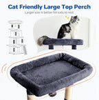 Cat Tree Tower 63in Multi-Level Cat Tower for Indoor Cats with Sisal Scratching Posts, Condo, Hammock, Dangling Ball and Extended Platform for Cats to Play, Dark Grey