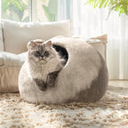 Cat Cave Bed -Handmade Wool Cat Bed Cave, Cat Bed Cat House, Felt Cat Caves for Indoor Cats and Kittens