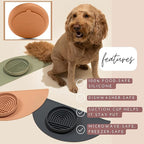 The Slowdown Bowl Silicone Slow Feeder for Dogs & Puppies, Slow Eating, Modern Lick Mat Design, Reduces Gulping, Fits 2 Cups 7.5” Across x 1.5” Tall, Mealtime Challenge, Medium-Sage