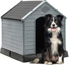 YITAHOME Large Plastic Dog House Outdoor Indoor Doghouse Puppy Shelter Water Resistant Easy Assembly Sturdy Dog Kennel with Air Vents and Elevated Floor