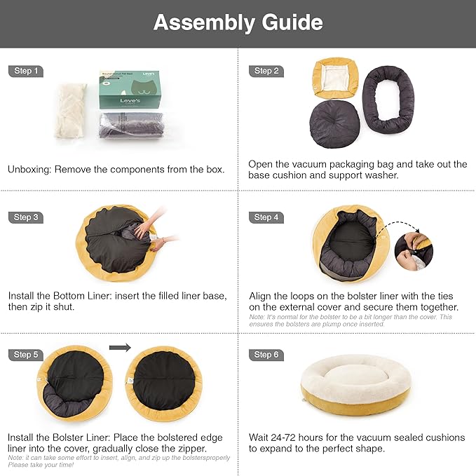 Love's cabin Round Donut Cat and Dog Cushion Bed, 25in Pet Bed for Small or Medium Dogs, Anti-Slip & Water-Resistant Bottom, Soft Durable Fabric Pet Beds, Washable Calming Cat & Dog Bed Yellow