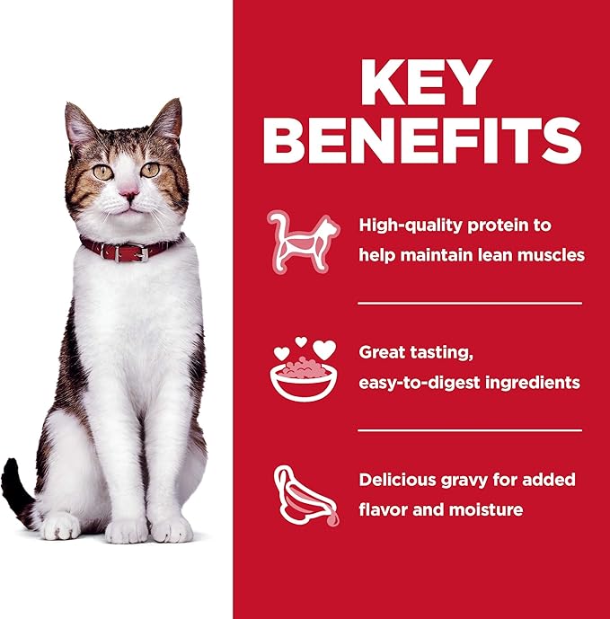 Hill's Science Diet Adult 7+, Senior Adult 7+ Premium Nutrition, Wet Cat Food, Variety Pack: Chicken; Tuna Stew, 2.8 oz Pouch Variety Pack, Case of 12