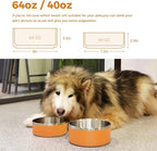 LIHONG Stainless Steel Dog Bowls for Large Dogs,Dog Food Water Bowls with Non Slip Rubber Bottom,Pet Feeding Bowl,Double Wall Insulated,Rustproof(64oz,Orange)