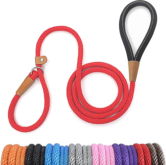 lynxking Dog Leash Slip Lead 5 6 8 FT Dog Training Leash Strong Heavy Duty Braided No Pull Training Lead Leashes for Large Dogs