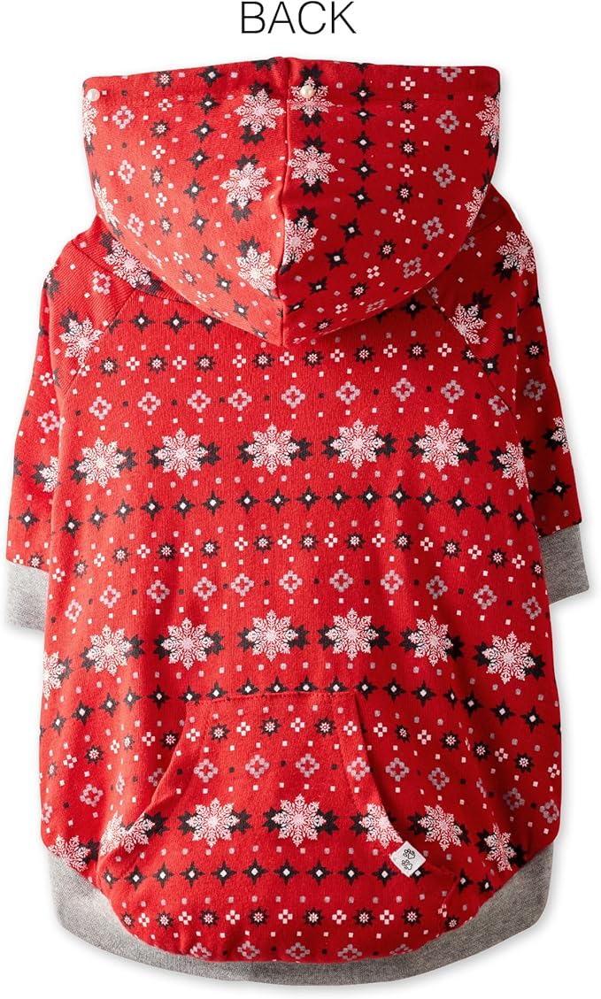 Rocky – The Orginal Lightweight Hooded TEE 100% Organic Cotton Dog Hoodie Pet Coat Sweater for Small, Medium, Large Dogs, Red Fair Isle, X-Large