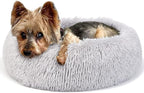 Extra Small Dog Bed Cute Grey Dog Bed Washable 19 inches Donut Fluffy Small Pet Beds,Calming Anti Anxiety Round Fits up to 10 lbs Soft Warm Pets Beds for Puppy Dogs Indoor