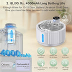 Wireless Cat Water Fountain Cordless, FortuneALL 95oz/2.8L Automatic Pet Water Fountains for Cats Indoor, 4000mAh Battery Operated Cat Drinking Fountain with Motion Sensor, 4 Water Flow Modes,BPA-Free