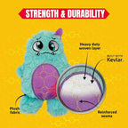 Bite Force - Durable & Strong Dog Toy Light Blue Monster with Squeaker, Kevlar-Reinforced for Aggressive Chewers.