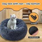 Comfort Donut Dog Bed for Small Dogs, Cat Bed & Pet Bed for Indoor Use, Medium Size with Soft Plush, Round Dog Beds for Large Dogs and Cats (Gray, 36''Lx36''Wx8''Th)