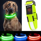 YFbrite Ultra Light Adjustable LED Dog Collar, Light up Dog Collars Rechargeable Glowing in The Dark Collars Visiblity & Safety for Small, Medium, Large Dogs (Green, X-Large)