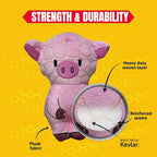 Bite Force -Durable & Strong Dog Toy Peppa Pig with Squeaker, Kevlar-Reinforced for Aggressive Chewers for Small Medium Large Dogs - Pink.
