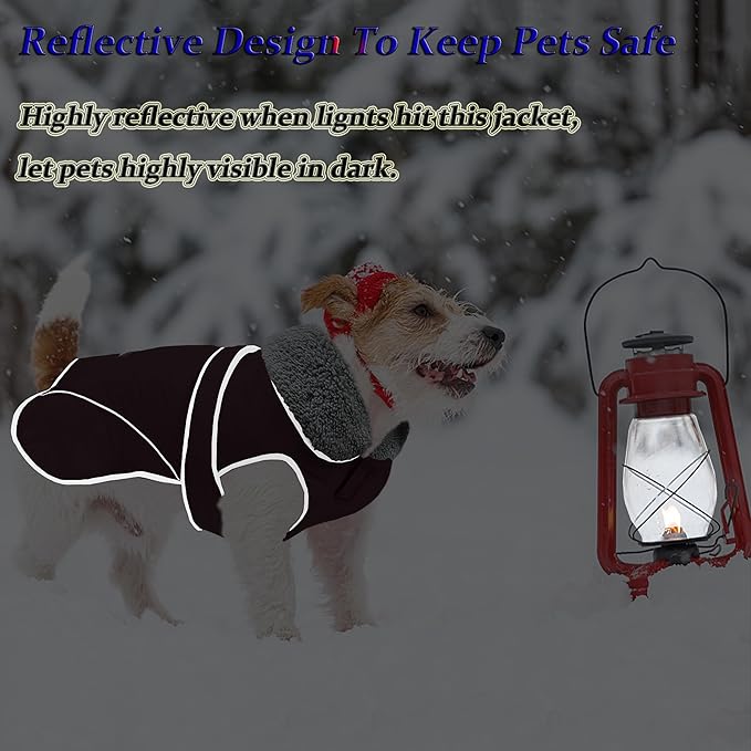 Dogcheer Dog Coat, Christmas Dog Jacket Waterproof Puppy Winter Coat for Cold Weather, Reflective Adjustable Pet Snow Jacket Warm Turtleneck Fleece Sweater for Small Medium Large Dogs - Black, M