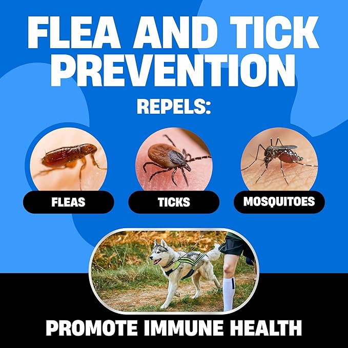 Natural Flea and Tick Prevention for Dogs - Dog Flea and Tick Treatment Chewable - Safe Flea Treatment Dogs of All Breeds & Ages - Flea Chews for Dogs - Flea Pills for Dogs for Dog Flea & Tick Control