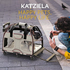 Katziela Pet Carrier - Airline Compliant Dog Carrier - TSA Approved Pet Carrier for Small Dogs and Cats - Soft FAA Travel Airplane Dog Carrier Luggage (Gray/Pink-6 Wheels)