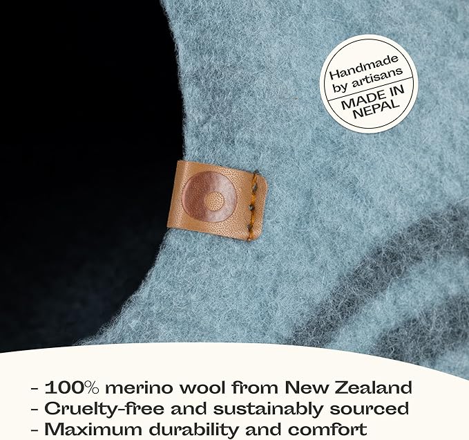 MEOWFIA Cat Cave – Premium Felt Cat Bed for Indoor Cats, Handmade 100% Merino Wool (Light Shades) (Medium, Aquamarine)