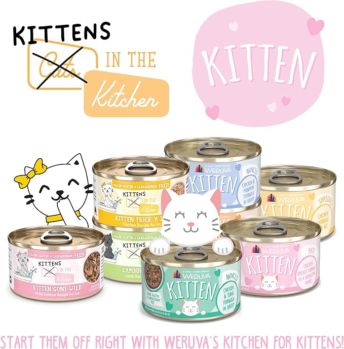 Weruva Cats in The Kitchen Kitten, Kitchen for Kittens Variety Pack, 3oz Can (Pack of 24)