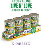Weruva B.F.F. OMG - Best Feline Friend Oh My Gravy!, Chicken & Lamb Live N' Love with Chicken & Lamb in Gravy, 2.8oz Can (Pack of 12)