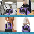 Cat Carrier Dog Carrier Pet Carriers for Medium Small Cats Dogs Puppies up to 15 Lbs,TSA Airline Approved Small Dog Cat Carriers Soft Sided,Collapsible Travel Puppy Carrier (Purple, Medium)