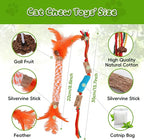 Silvervine Sticks for Cats & Cat Chew Rope Toy with Refillable Natural Catnip Bag for Teeth Cleaning, Interactive Cat Catnip Toys for Indoor Cats, Kitten Teething Toys for All Breeds (8Pcs)