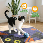 3-in-1 Sisal Cat Scratcher Mat 23.6x15.7'' Protects Carpet Couch & Furniture with Sticker Tape, Floor & Wall Cat Scratching Pad, Anti-Slip, Durable for Indoor Outdoor Cats (Royal Purple)