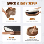 Plush Orthopedic Pet Bed for Small Dogs & Cats, 28" Oval Dog Sofa with Supportive Egg Crate Foam, Washable Removable Cover & Non-Slip Bottom, Bolstered Sides for Comfort, Camel (28")