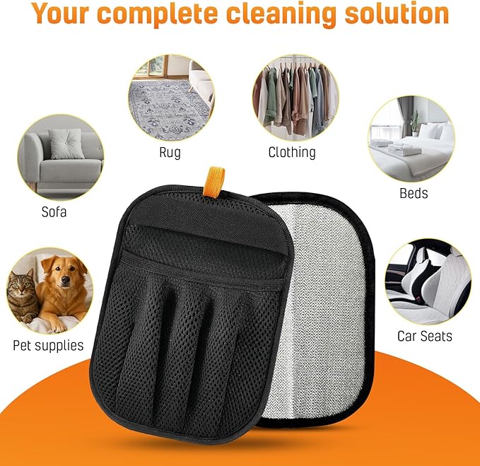 3 pcs Pet Hair Removal Glove for Dogs and Cats (2 Pack Mit, 1 Lint Scraper) - Electrostatic Fur Remover, Magic Brush Pet Hair Remover Tool for Laundry, Cloths, Carpet, Car Mats, Sofa & Bedding