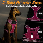 rabbitgoo Dog Harness for Large Dogs No Pull, Tactical Service Pet Vest with Molle and Control Handle, Adjustable and Reflective Military Harness for Easy Walking and Training, Rose Red, XL