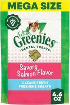 Greenies Feline Veterinarian-Recommended Adult Natural Dental Cat Treats, Savory Salmon Flavor, 4.6 oz. Pouch