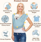 Dog Carriers for Small Dogs, Front Facing Dog Sling Carrier, Hands Free Cat Carrier, Size Adjustable, Reducing Back Pain, Premium Cotton, Safe and Soft Dog Carrier (Plus, Baby Blue)