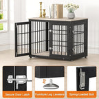 32 Inch Heavy Duty Dog Crate Furniture for Medium and Small Dogs, Decorative Pet House End Table, Wooden Cage Kennel Furniture Indoor, Grey