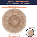 Donut Dog Bed - Premium Comfort for Anxiety Relief - Fluffy & Calming Design with Ultra-Plush Support | Cozy Round Dog Bed with Super Soft Circle Style (Size S Camel)
