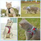 SCENEREAL Cat Harness and Leash Set Escape Proof, Adjustable Soft Air Mesh Kitten Harnesses for Girls Boys Small Medium Big Cats, Reflective Light Travel Pet Walking Vest for Puppy Rabbit, Red L