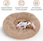 Donut Dog Bed - Premium Comfort for Anxiety Relief - Fluffy & Calming Design with Ultra-Plush Support | Cozy Round Dog Bed with Super Soft Circle Style (Size L Camel)
