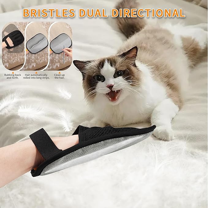 3PCS Pet Hair Removal Glove for Cats & Dogs, Upgraded Five-Finger Electrostatic Pet Hair Remover Glove, Reusable Magic Brush Pet Hair Removal Tool for Laundry, Couch, Carpet & Car Seat