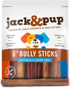 Jack&Pup 6 Inch Bully Sticks for Medium Dogs, Dog Bully Sticks for Small Dogs-6" Bully Sticks for Puppies Bully Sticks Odor Free Long Lasting Dog Chews, Beef Bully Stick (6 Inch Bully Sticks 50 Pack)