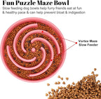 Slow Feeder Maze Puzzle Bowl - Large Dog Non Slip Interactive Food Dishes - Bloat Stop, Choking Prevention - Pink