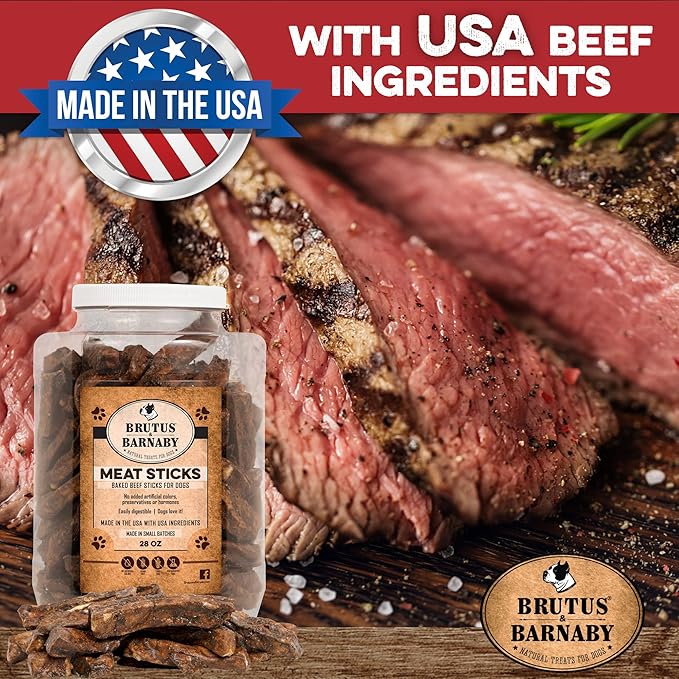 BRUTUS & BARNABY Dehydrated Lung Dog & Cat Treats, 10oz – USA Organ Meat Stick (Beef & Turkey Lung, Liver), High Protein Pet Snack