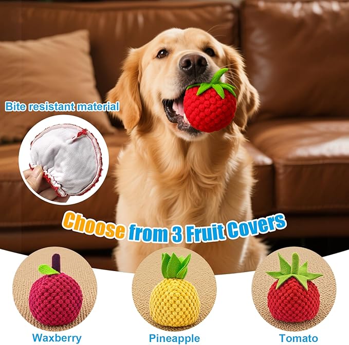 AIERSA Interactive Dog Toys, Automatic Dog Treat Ball Dispenser Toy to Keep Them Busy, Anti-Boredom Electric Moving Puzzle Dog Toys, Self-Rolling Treat Ball Toy for Small and Medium Dogs(Tomato)