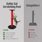 Gothic Cat Scratching Post, 34 inch with Sturdy Spider Web Floor Foundation and Bat Shaped Top with Spider Toy, Halloween Cat Scratcher, Cat Scratchers for Indoor Cats, Black and Red from Littlesy