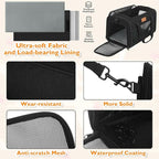 PETUX TSA Approved Pet Carrier in Cabin, 17"x11"x9.5" Soft Cat Carriers for Small Cat up to 12 lb and Puppy up to 10 lb, Top Open Portable Pet Carrier Airline Approved for Travel and Vet Visit (Black)