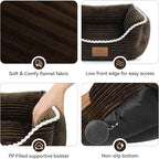 Cat Dog Bed for Pets, Rectangle Pet Bed Gift for Puppy and Kitten, Machine Washable Calming Fluffy Pet Couch Sofa for Indoor Outdoor, Portable Soft Cat Bed with Non-Slip Bottom (Small, Brown)