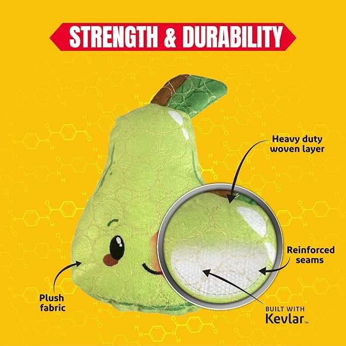 Bite Force -Durable & Strong Dog Toy Mr. Pear with Squeaker, Kevlar-Reinforced for Aggressive Chewers for Small Medium Large Dogs - Green.