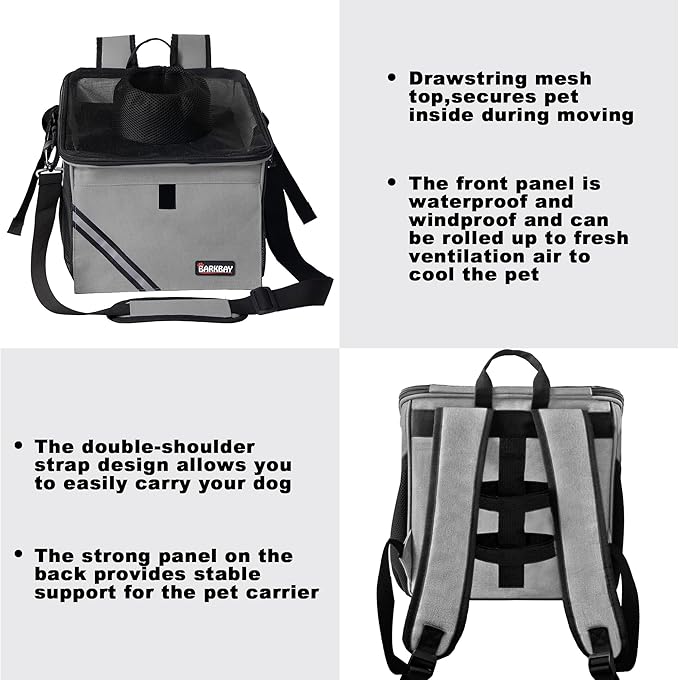 Pet Carrier Bicycle Basket Bag Pet Carrier/Booster Backpack for Dogs and Cats with Big Side Pockets,Comfy & Padded Shoulder Strap,Travel with Your Pet Safety（Titanium）
