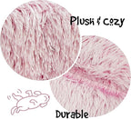 Friends Forever Donut Dog Bed Faux Fur Fluffy Calming Sofa For Large Dogs, Soft & Plush Anti Anxiety Pet Couch For Dogs, Machine Washable Coco Pet Bed with Non-Slip Bottom, 36"x36"x8" Pink