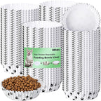 meekoo 600 Pcs Large Pet Disposable Feeding Bowls Liner Bulk Cat Food Bowls Small Paper Dish Paper Liner for Small Dogs Cats Dish Wet Food Feeding Station(White,Paw)