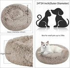 Cat Beds for Indoor Cats,24 Inch Dog Bed for Small Melium Large Dogs, Washable-Round Pet Bed for Puppy and Kitten with Slip-Resistant Bottom