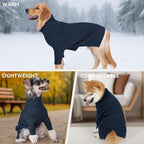 cyeollo Dog Sweaters for Medium Dogs Boy, Stretchy Warm Turtleneck Doggy Clothes for Fall Winter, Thermal Knit Pet Apparel with Sleeves, Navy XL
