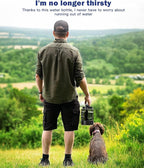 77oz Large Dog Water Bottle - Portable Travel Dog Water Dispenser & Bowl - Leak-Proof Pet Water Jug for Hiking, Camping, Walking & Car Trips, Black